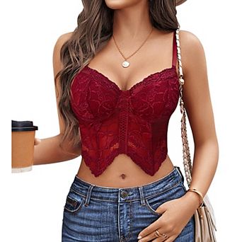 Avidlove Lace Bralettes for Women Y2K Camisole V Neck Lingerie Adjustable Strap Crop Top