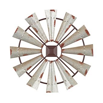 Stella & Eve Metal Distressed Galvanized Wall Decor with Rust Frame