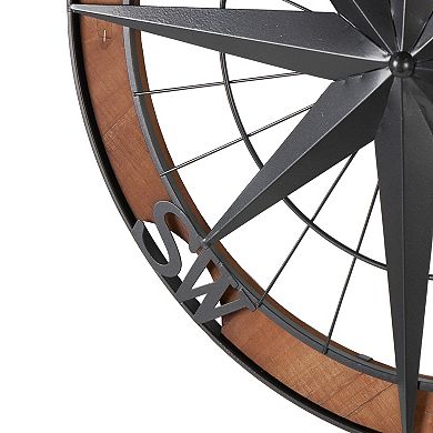Stella & Eve Metal Compass Wall Decor with Wood Frame