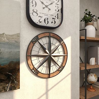 Stella & Eve Metal Compass Wall Decor with Wood Frame