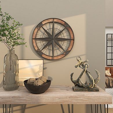 Stella & Eve Metal Compass Wall Decor with Wood Frame