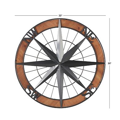 Stella & Eve Metal Compass Wall Decor with Wood Frame