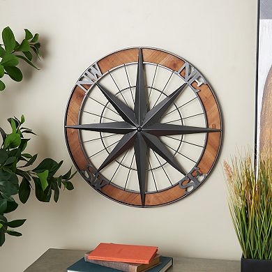 Stella & Eve Metal Compass Wall Decor with Wood Frame