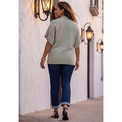 Catherines Women's Plus Size Cashmiracle Mockneck Pullover Ribbed Sweater