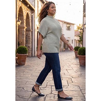 Catherines Women's Plus Size Cashmiracle Mockneck Pullover Ribbed Sweater