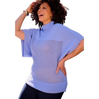 Catherines Women's Plus Size Cashmiracle Mockneck Pullover Ribbed Sweater