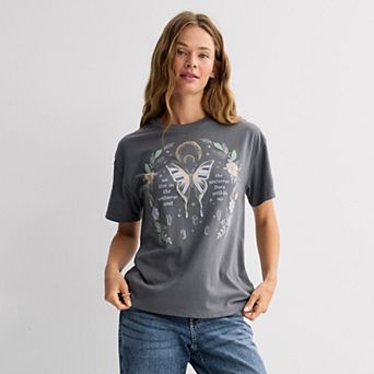 Juniors' Butterfly Universe Short Sleeve Graphic Tee