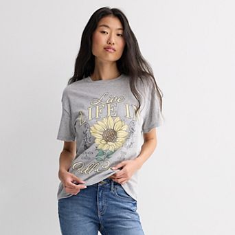 Juniors' 'Live Life In Full Bloom' Graphic Short Sleeve Tee