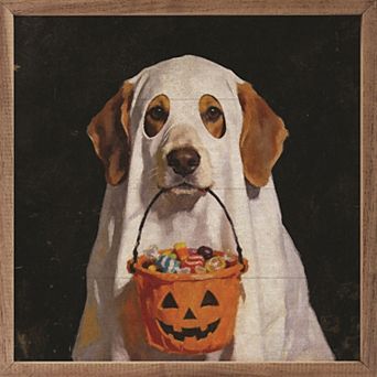 Kendrick Home Trick Or Treat Beagle Framed Wall Art