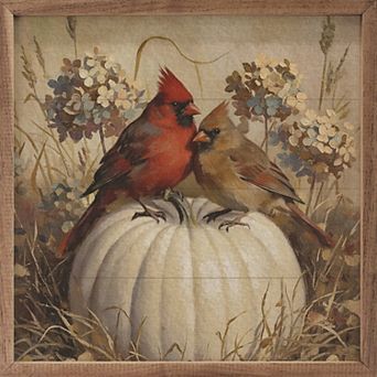 Kendrick Home Cardinals On A Pumpkin Wall Art