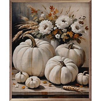 Kendrick Home White Pumpkins Wall Art
