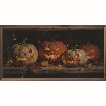 Kendrick Home Jack O Lanterns With String Lights Wall Art