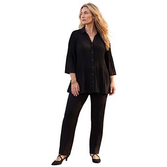 Catherines Women's Plus Size Petite Paloma Pleated Blouse