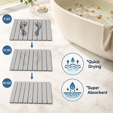 Foldable Diatomite Bath Mat Super Absorbent Quick Dry Non Slip Multi Use
