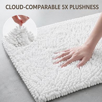 Extra Thick Soft Chenille Non Slip Absorbent Quick Dry Washable Bath Mat