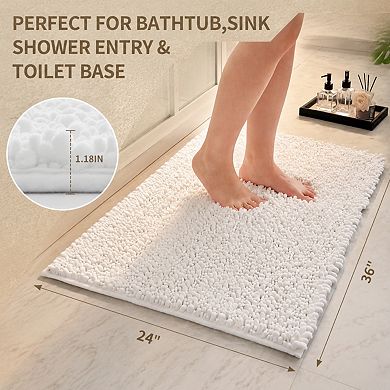 Extra Thick Soft Chenille Non Slip Absorbent Quick Dry Washable Bath Mat
