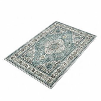 Bohemian Vintage Bath Mat Non Slip Washable Distressed Soft Polyester Bathroom Rug