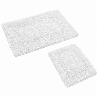 Cotton Reversible Bathmat Set 2 Pack Ultra Soft Absorbent Washable Thick Bathroom Rug