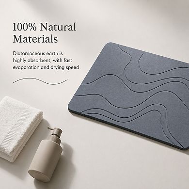 Diatomaceous Earth Bath Mat Non Slip Super Absorbent Quick Drying Easy Clean Modern Design