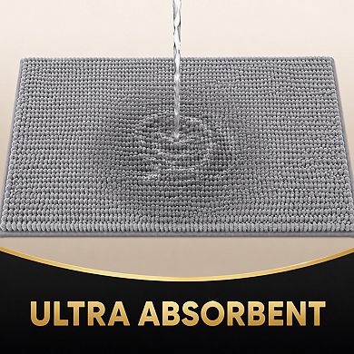 Extra Soft Absorbent Chenille Bath Rug Non Slip Quick Dry Washable Mat