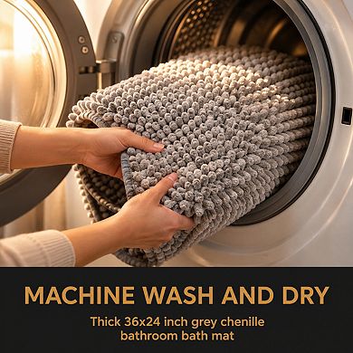 Extra Soft Absorbent Chenille Bath Rug Non Slip Quick Dry Washable Mat