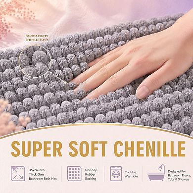Extra Soft Absorbent Chenille Bath Rug Non Slip Quick Dry Washable Mat