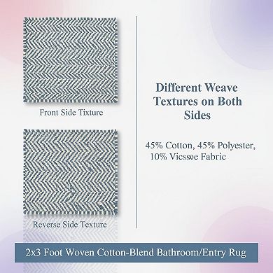 Boho Woven Cotton Area Rug Tassels Low Pile Washable Absorbent Breathable