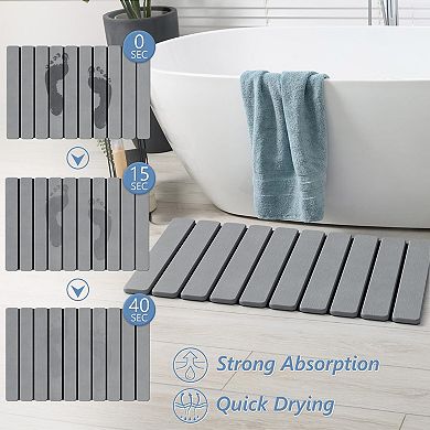 Foldable Diatomaceous Earth Bath Mat Quick Dry Non Slip Super Absorbent Easy Clean Storage