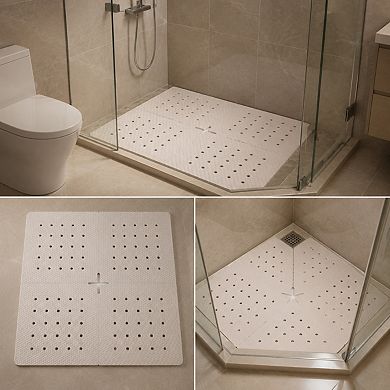 Extra Thick Soft Foam Shower Stall Mat Anti Fatigue Drainage Interlocking Tiles