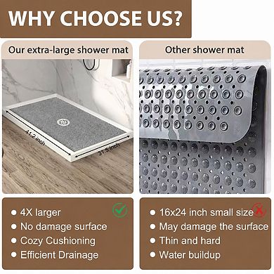 Extra Large Non Slip Shower Mat Soft Loofah Quick Drying Easy Clean