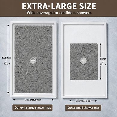 Extra Large Non Slip Shower Mat Soft Loofah Quick Drying Easy Clean
