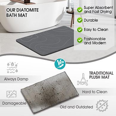 Diatomaceous Earth Stone Bath Mat Super Absorbent Non Slip Quick Drying Easy Clean