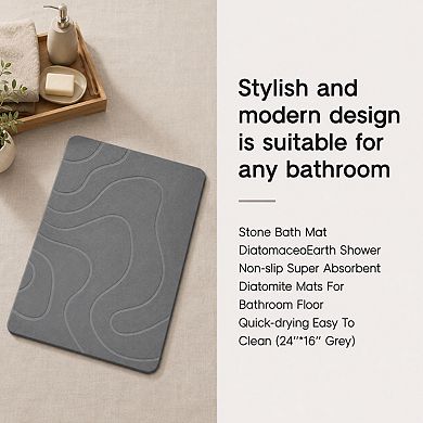Diatomaceous Earth Stone Bath Mat Super Absorbent Non Slip Quick Drying Easy Clean