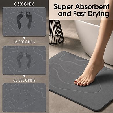 Diatomaceous Earth Stone Bath Mat Super Absorbent Non Slip Quick Drying Easy Clean