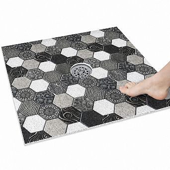 Extra Large Non Slip Square Shower Mat Soft Pvc Loofah Bath Rug With Drain Hole Quick Dry Easy Clean