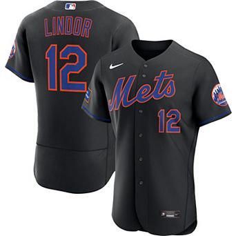 Men's Nike Francisco Lindor Black New York Mets Alternate Authentic Sponsor Patch Jersey