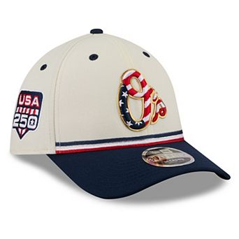 Men's New Era Cream/Navy Baltimore Orioles USA 250 Fourth of July 39THIRTY M-Crown Flex Hat