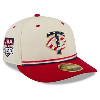Men's New Era Cream/Red Minnesota Twins USA 250 Fourth of July Low Profile 59FIFTY Fitted Hat