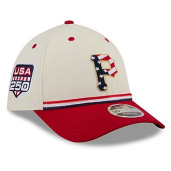 Men's New Era Cream/Red Pittsburgh Pirates USA 250 Fourth of July 39THIRTY M-Crown Flex Hat