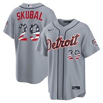 Men's Nike Tarik Skubal Gray Detroit Tigers USA 250 Fourth of July Road Stadium Jersey