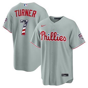 Men's Nike Trea Turner Gray Philadelphia Phillies USA 250 Fourth of July Road Stadium Jersey