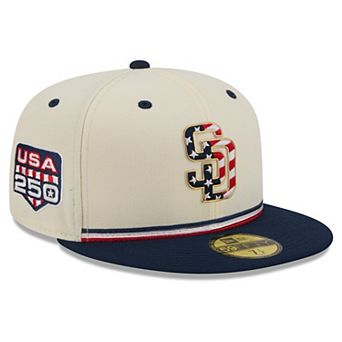 Men's New Era Cream/Navy San Diego Padres USA 250 Fourth of July 59FIFTY Fitted Hat