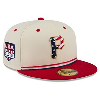 Men's New Era Cream/Red Pittsburgh Pirates USA 250 Fourth of July 59FIFTY Fitted Hat