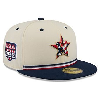 Men's New Era Cream/Navy Houston Astros USA 250 Fourth of July 59FIFTY Fitted Hat