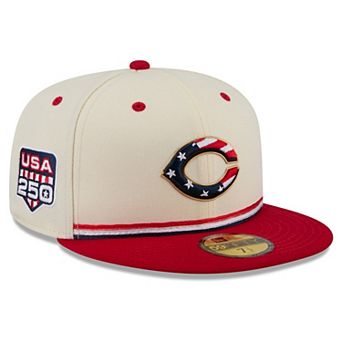 Men's New Era Cream/Red Cincinnati Reds USA 250 Fourth of July 59FIFTY Fitted Hat
