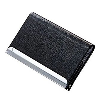 PU Leather Metal Business Card Holder Wallet Case