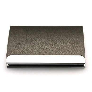 PU Leather Metal Business Card Holder Wallet Case