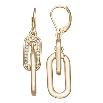 Nine West Gold Tone Link Double Drop Earrings