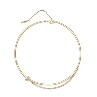 Nine West Gold Tone Structured Knot Collar Necklace