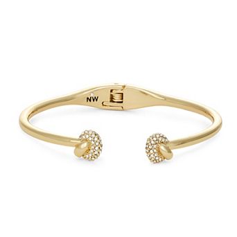 Nine West Gold Tone Knot Hinge Cuff Bracelet